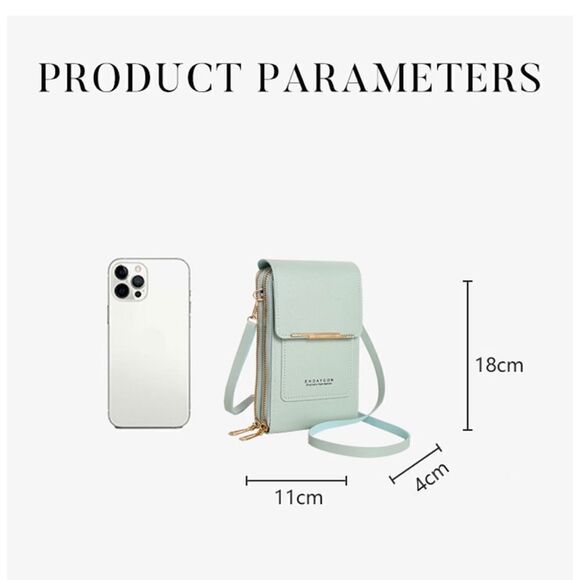 Synthetic Leather Shoulder Bag, Telephone Wallet Cross Bag(Green) - Picture 2 of 14